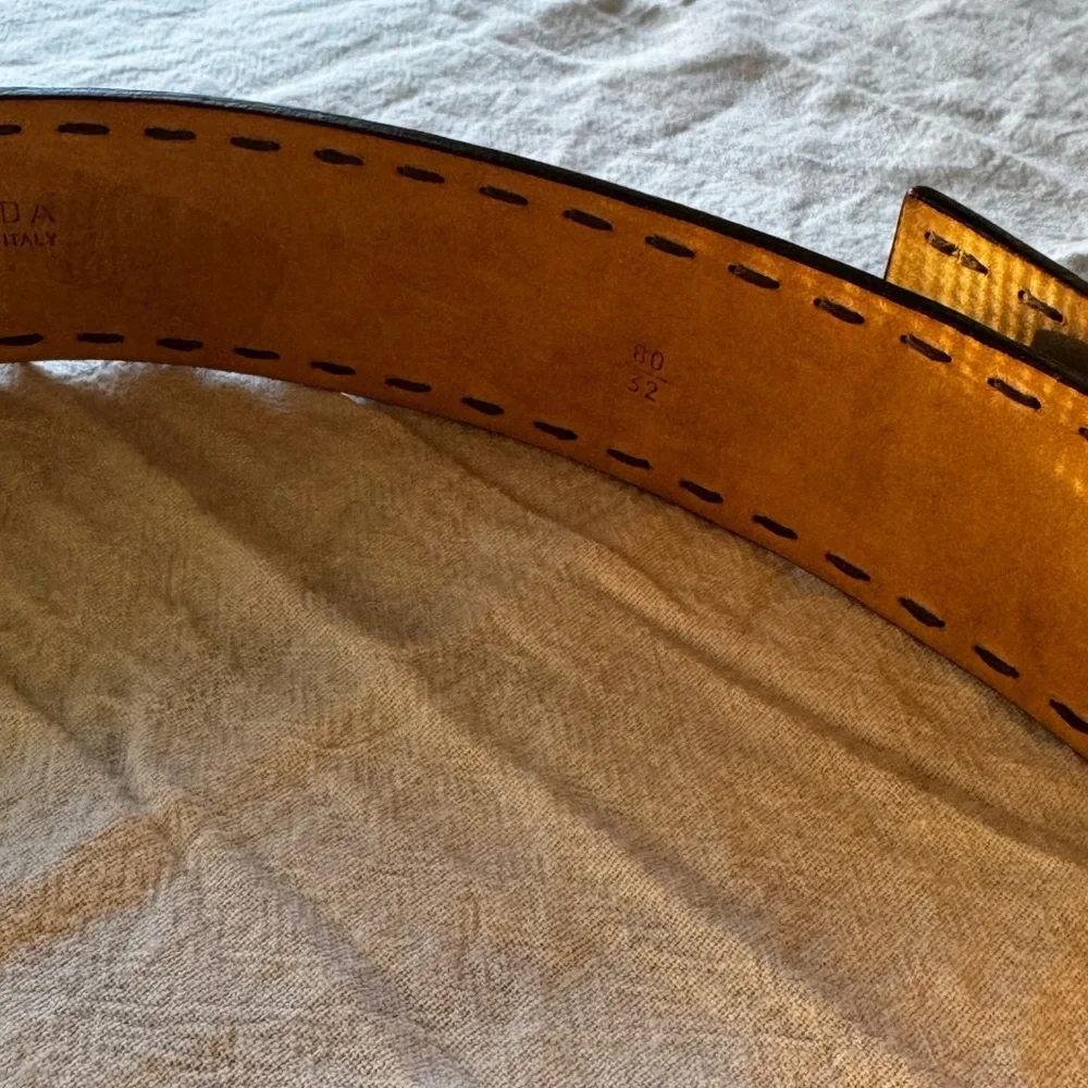Prada Brown Leather Belt with Gold Buckle - New - Picture 2 of 5